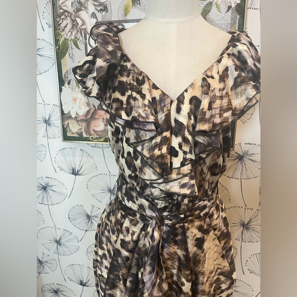 H&M M Animal Print Ruffle Dress mini